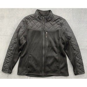 SWISS TECH Womens Jacket X-LARGE  16-18 Black Quilt Ribbed Full Zip